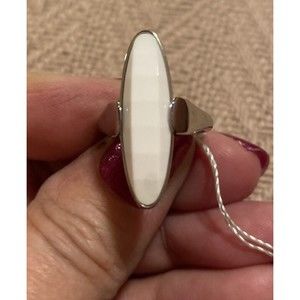 New Calvin Klein Oval Faceted White Opulent Size 5 Women’s ring, Designer Gift
